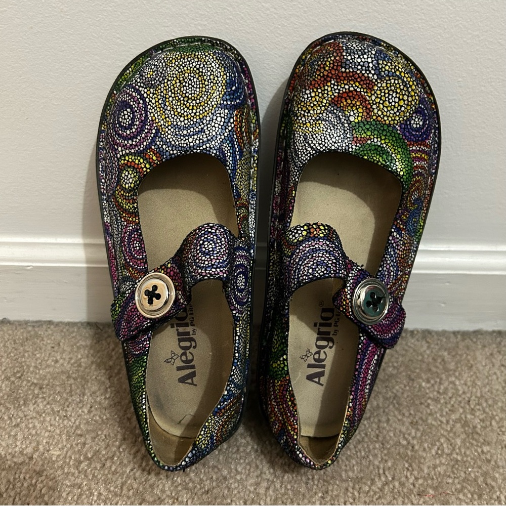 Alegria Shoes, Size 36 Leather Paloma Multi Bullseye Mary Jane PAL-387